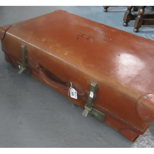 406 - Vintage brown leather suitcase by Revelation presented to James Thomas in 1928.