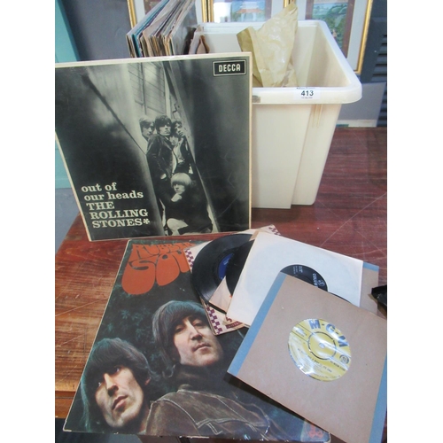 413 - Collection of vinyl LP records 78s and 45s.  LPs to include Rolling Stones, 'No Two', 'Between the B... 