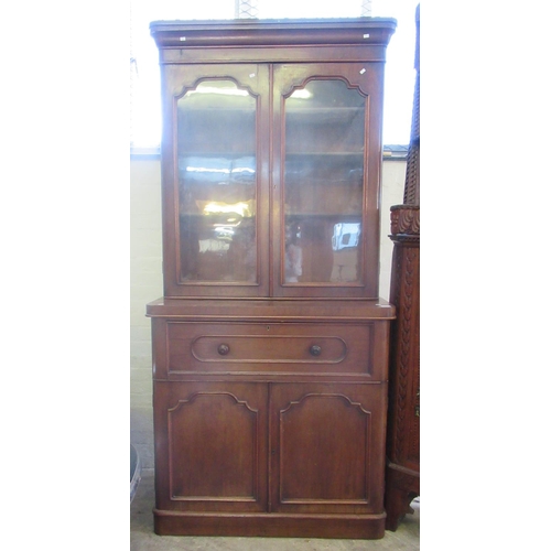 504 - Victorian mahogany two stage glazed secretaire bookcase.
(B.P. 21% + VAT)