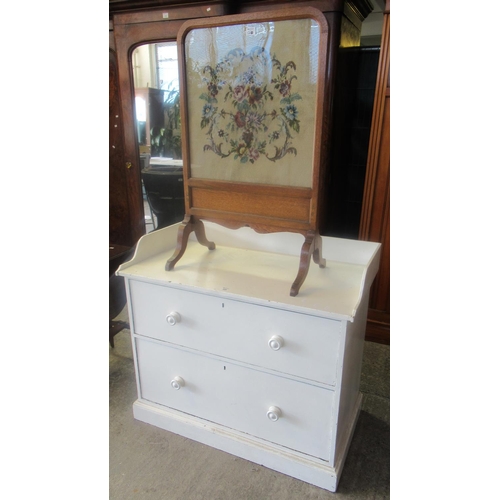 520 - Painted pine straight front 2 drawer chest on a projected platform base, together with an early 20th... 