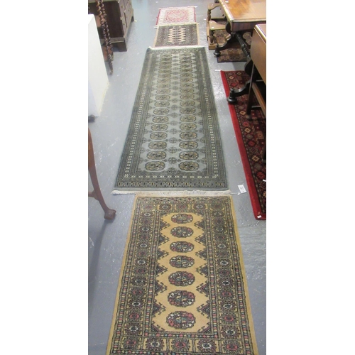 528 - Collection of 3 middle eastern design runners having central medallion designs together with another... 