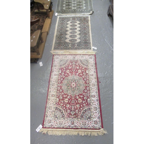 528 - Collection of 3 middle eastern design runners having central medallion designs together with another... 