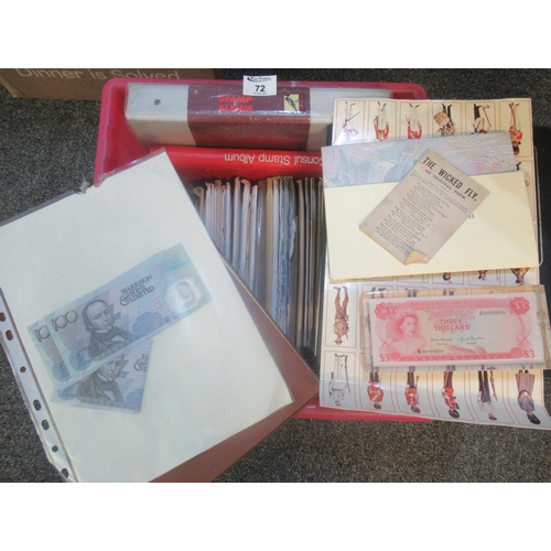 72 - All world selection of stamps in plastic box.  Many 100'sof stamps in albums, stockbook and Channel ... 