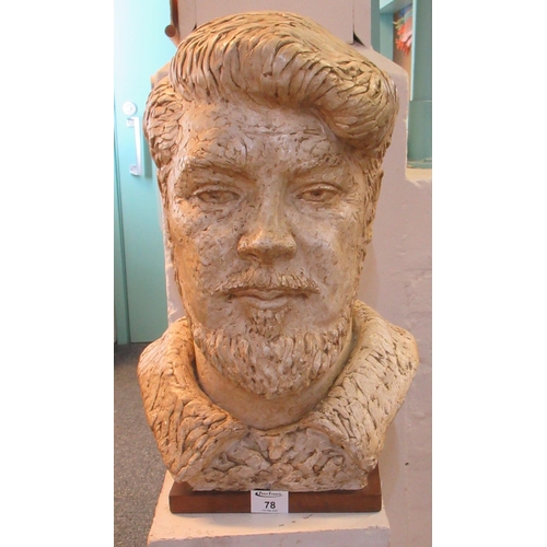 78 - Ceramic bust of a bearded man, Hubert Nicholson. On a composition pedestal bust. 50cm high approx. (... 