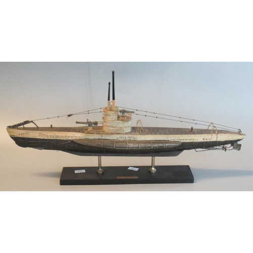 85 - Well detailed model of a WWI period German U-boat on rectangular base, labelled Nauticalia, London. ... 