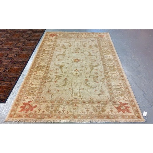 527 - 2 Similar middle eastern design rugs with central medallion designs, together with another beige gro... 