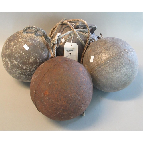 76 - Group of four metal fishing floats.
(B.P. 21% + VAT)