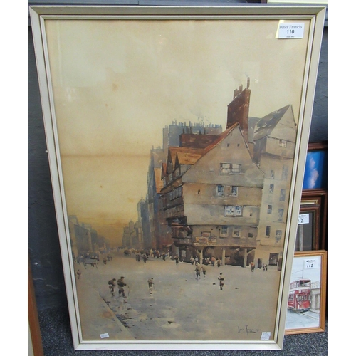 110 - John Terris (Scottish 1865-1914), 'West View, Old Edinburgh', signed, labelled verso, purchased from... 