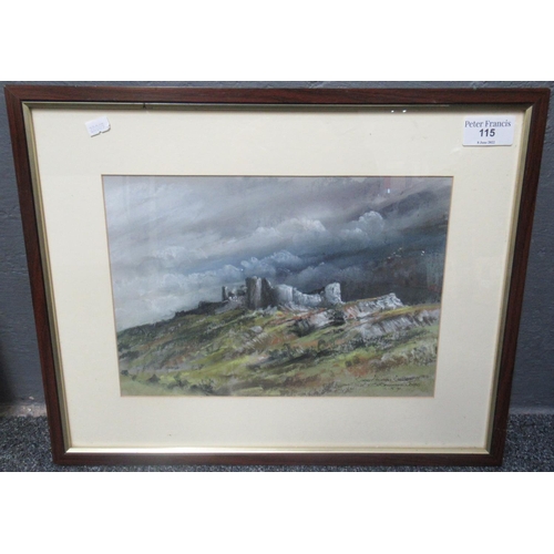 115 - S Crossman Jones (20th century Welsh), 'Carreg Cennen Castle', oils on board,. 23 x 33cm approx. Fra... 