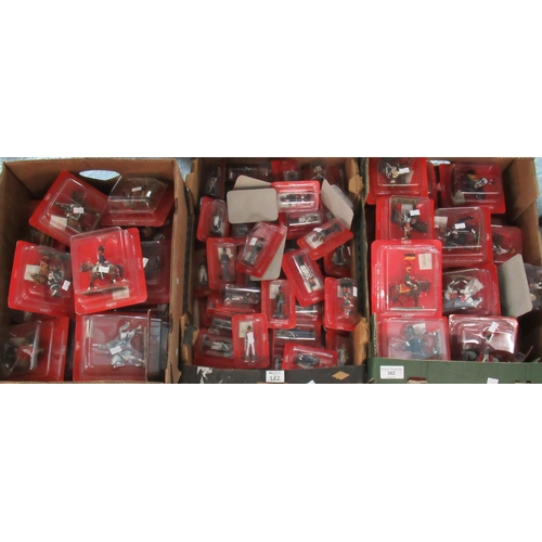 382 - 3 boxes of Del Prado diecast metal military figures, many on horseback, to include: trouper, Scotsme... 