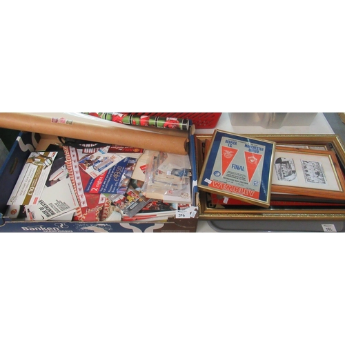 396 - 2 boxes and a tray of Manchester United memorabilia, 'There's only One United' official membership k... 