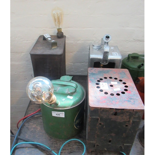 426 - Group of assorted novelty table lights formed from paraffin and petrol cans etc. (4)
(B.P. 21% + VAT... 