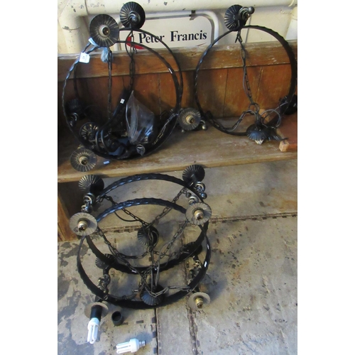 433 - Wrought iron candelabra type ceiling lights. (5)
(B.P. 21% + VAT)