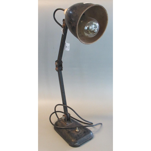 77 - Early 20th century black ground anglepoise desk lamp, with loaded base. (no plug)
(B.P. 21% + VAT)