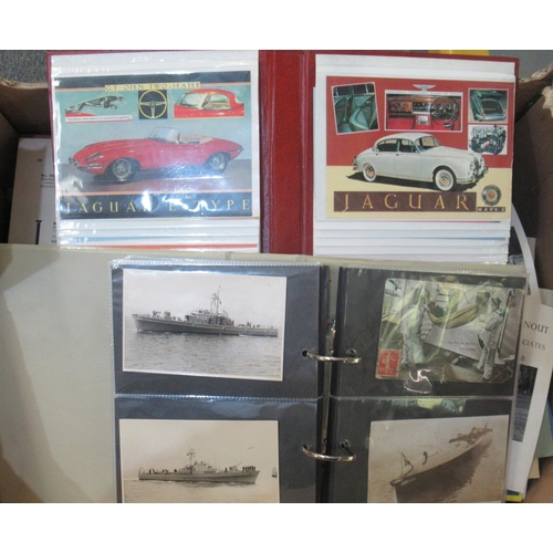 85 - Box of ephemera to include postcards, boats, ships etc, British cars of the 50's and 60s, AA hotel h... 