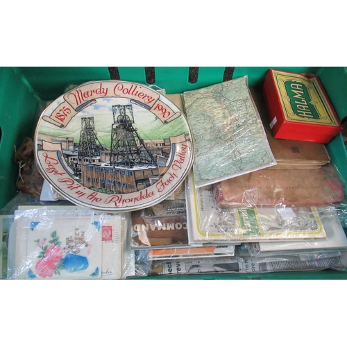 87 - Box of ephemera to include postcards, Briton Ferry singing festival programmes, Coastal command book... 