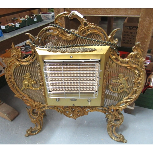 399 - Vintage electric fire on a gilt Rococo style fire screen.  
 (B.P. 21% + VAT)