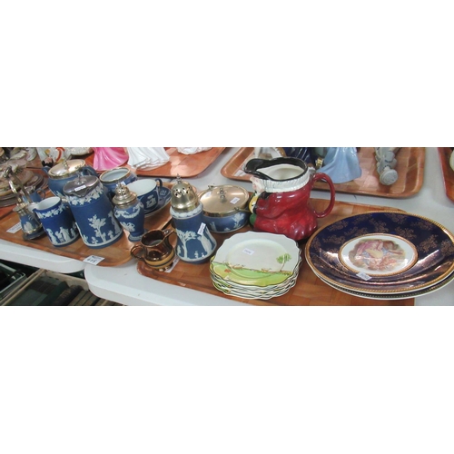 405 - 2 Trays of assorted china to include: Royal Venton Ware Art Deco square shaped tea plates (6), Langd... 