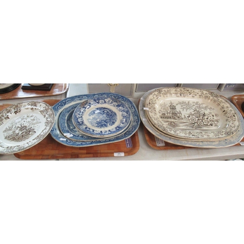 434 - Collection of meat plates, charger and dinner plates, to include: 2 brown and white meat plates, ret... 