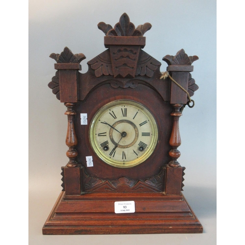 93 - Early 20th century Ansonia American two train architectural design mantle clock.  (B.P. 21% + VAT)