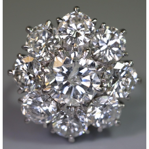 233 - Diamond cluster ring of a central brilliant cut diamond surrounded by eight brilliant cut diamonds. ... 