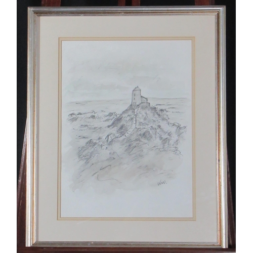 102 - Sir John 'Kyffin' Williams ( Welsh 1919-2006), 'Ynys Llanddwyn', signed with initials, pencil and wa... 