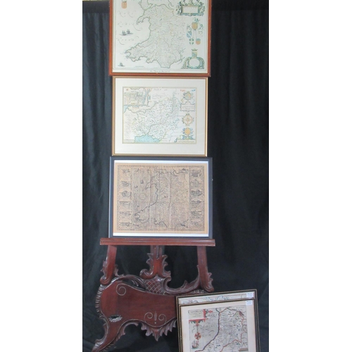 127 - William Saxton, an original map of Cardiganshire, sparsely coloured.  27x30cm approx.  Together with... 