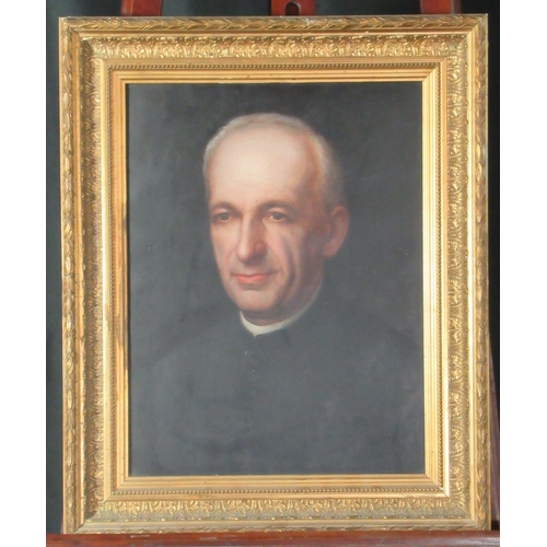 131 - British School (20th century),  portrait of a priest, oils on canvas.  45x34cm approx.  (B.P. 21% + ... 