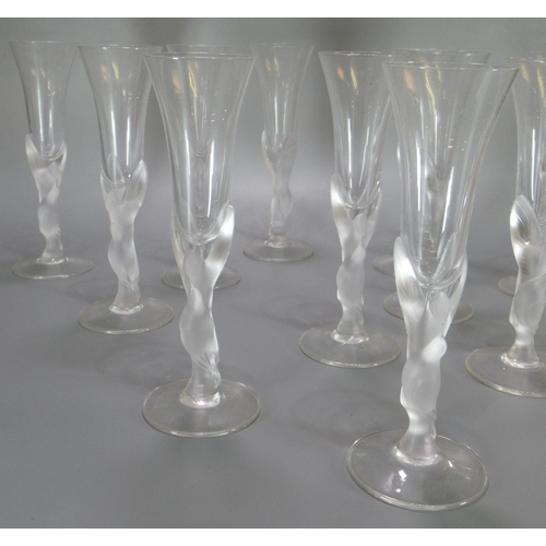 171 - Set of twelve Carl Faberge 'Snow Dove' crystal glass sherry  glasses.  (12) Marks to the base. 18cm ... 