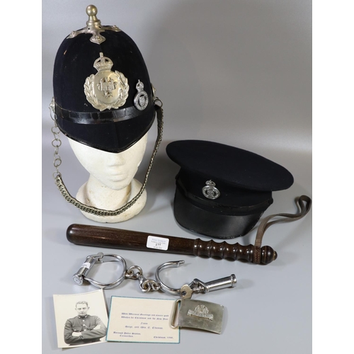 177 - A Collection of Carmarthen Borough Police items, originally belonging to the last Carmarthen Borough...