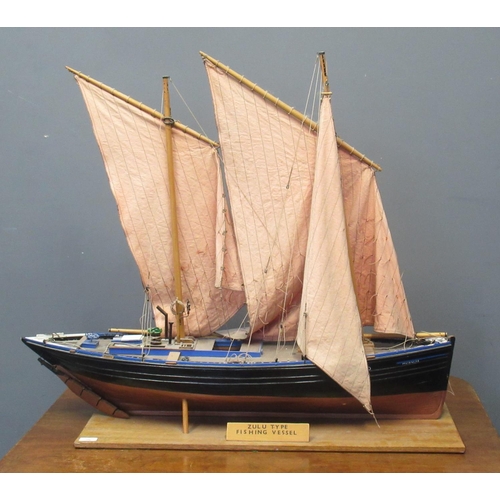 186 - Large scale model of a Scottish 'Zulu' type two masted fishing boat, the 