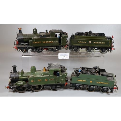 187 - A kit built O gauge three rail electric Great Western 240 Tank Locomotive with six wheeled tender, t... 