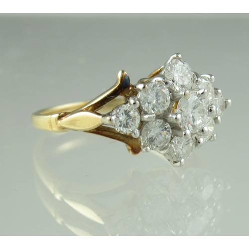 234 - A diamond cluster ring of nine brilliant cut diamonds on an 18ct gold band.  Ring size H.  Approx we... 