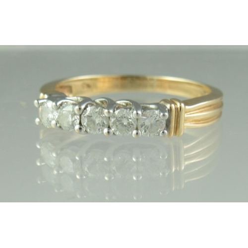 236 - Five stone diamond ring set in 14ct gold.  Together with an IGL certificate.  Ring size P.  Approx w... 