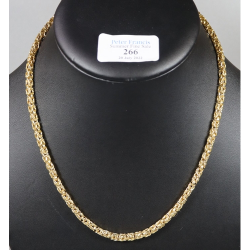 266 - A 9ct gold fancy link necklace.  Length 20 inches.  Approx weight 19.8 grams.
  (B.P. 21% + VAT)