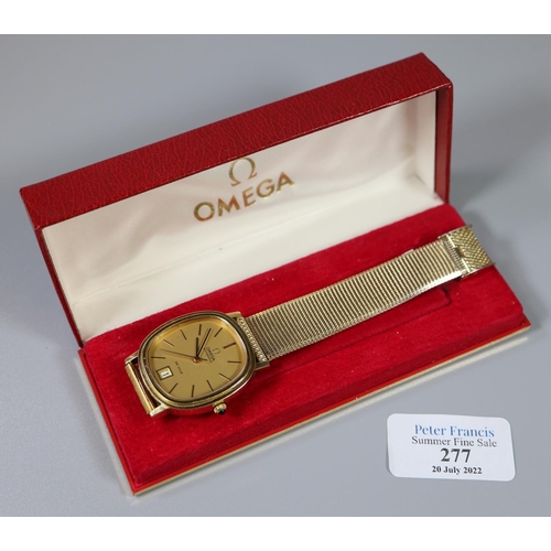 277 - Omega de Ville automatic gold plated gents wristwatch with gilt face having baton numerals, sweep se... 