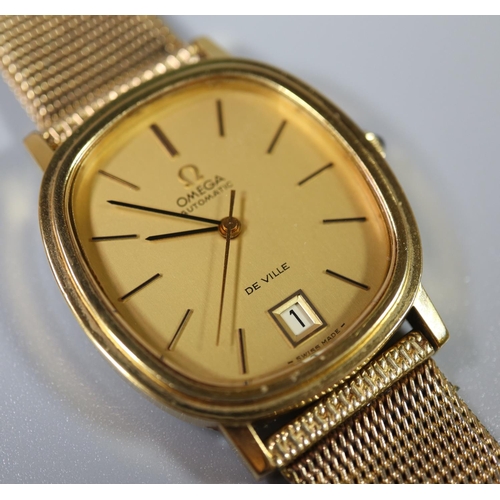 277 - Omega de Ville automatic gold plated gents wristwatch with gilt face having baton numerals, sweep se... 