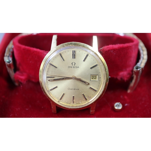 279 - Omega gold plated gentleman's wristwatch with gilt face, sweep second hand and date aperture togethe... 