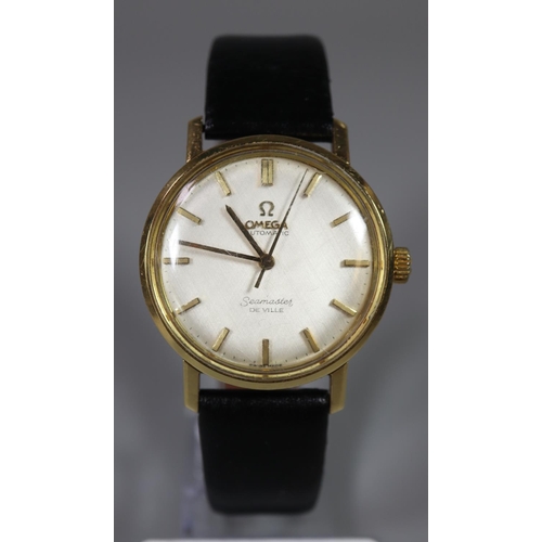 280 - Omega 9ct gold Seamaster de Ville automatic gentleman's wrist watch with satin face and baton numera... 