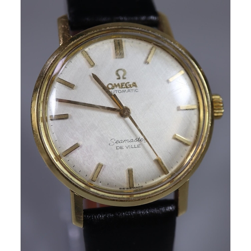 280 - Omega 9ct gold Seamaster de Ville automatic gentleman's wrist watch with satin face and baton numera... 