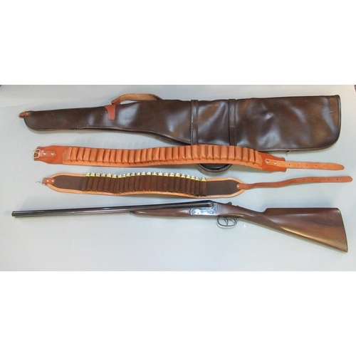 291 - Sarasqueta side by side double barreled 20 bore ejector shotgun having straight hand chequered stock... 