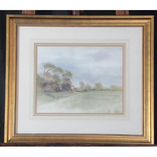 96 - Valerie Ganz (Welsh 1936-2015), 'Cottage in a Landscape', signed, watercolours.  With certificate of... 