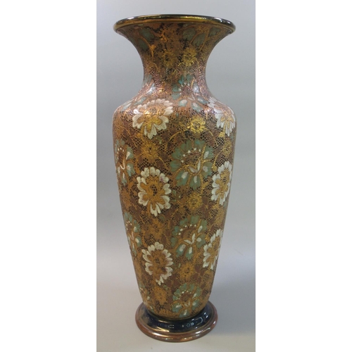 15 - Royal Doulton stoneware 1706 vase hand painted with flowers and foliage. 42cm high approx. 
(B.P. 21... 