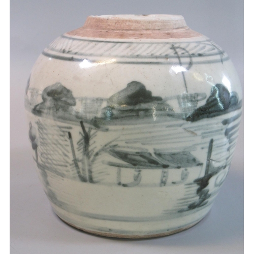 48 - Chinese stoneware ginger jar, painted marks to the base. 
(B.P. 21% + VAT)