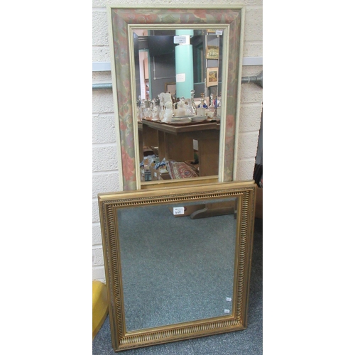 425 - Two modern mirrors, one gilt framed one with floral decoration.  (B.P. 21% + VAT)