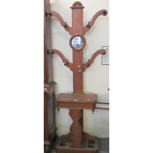 437 - Late Victorian oak 'Tree' design mirror back hallstand. 
(B.P. 21% + VAT)