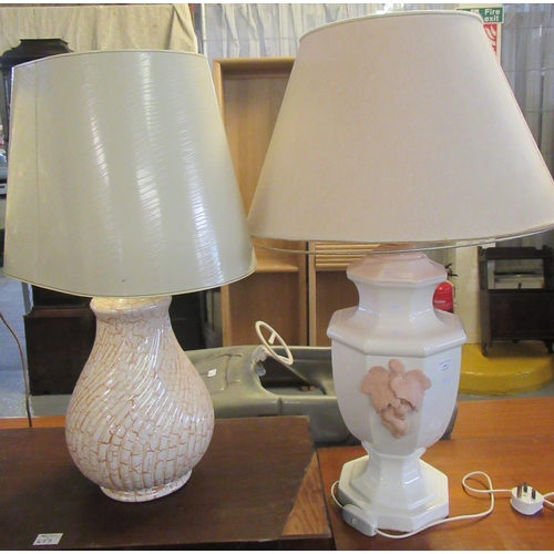 465 - Two modern table lamps with shades, one decorated with vines and berries.  (2)  (B.P. 21% + VAT)