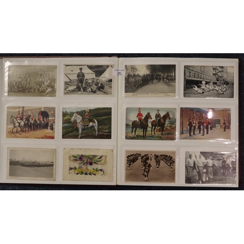 208 - Selection of approximately 300 postcards, to include: military, Navy, tanks, WWI silks, medical corp... 