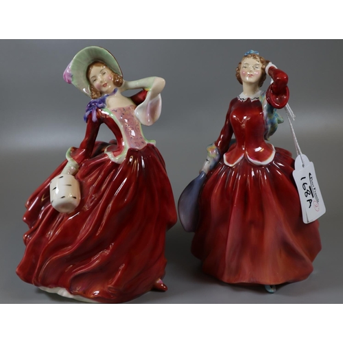 168A - Two Royal Doulton bone china figurines, to include: 'Blithe Morning' and 'Autumn Breezes'.  (2)  (B.... 