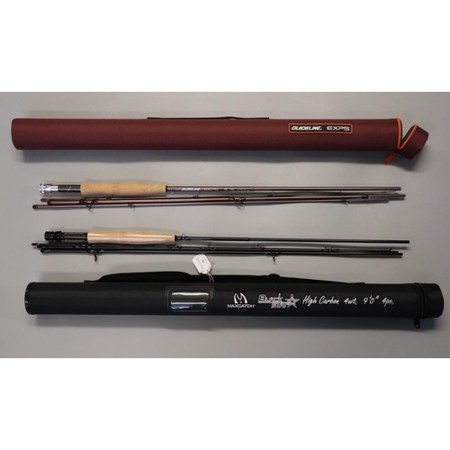 183 - Guideline EXP 5 9ft  4 piece carbon single handed fly fishing rod in canvas case with tube, together... 